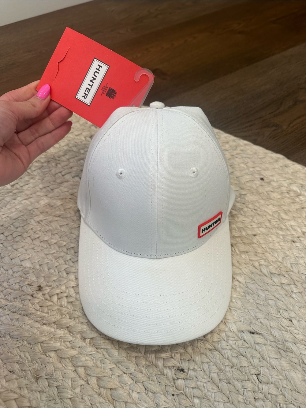 Hunter White Baseball Hat with Subtle Logo Detail